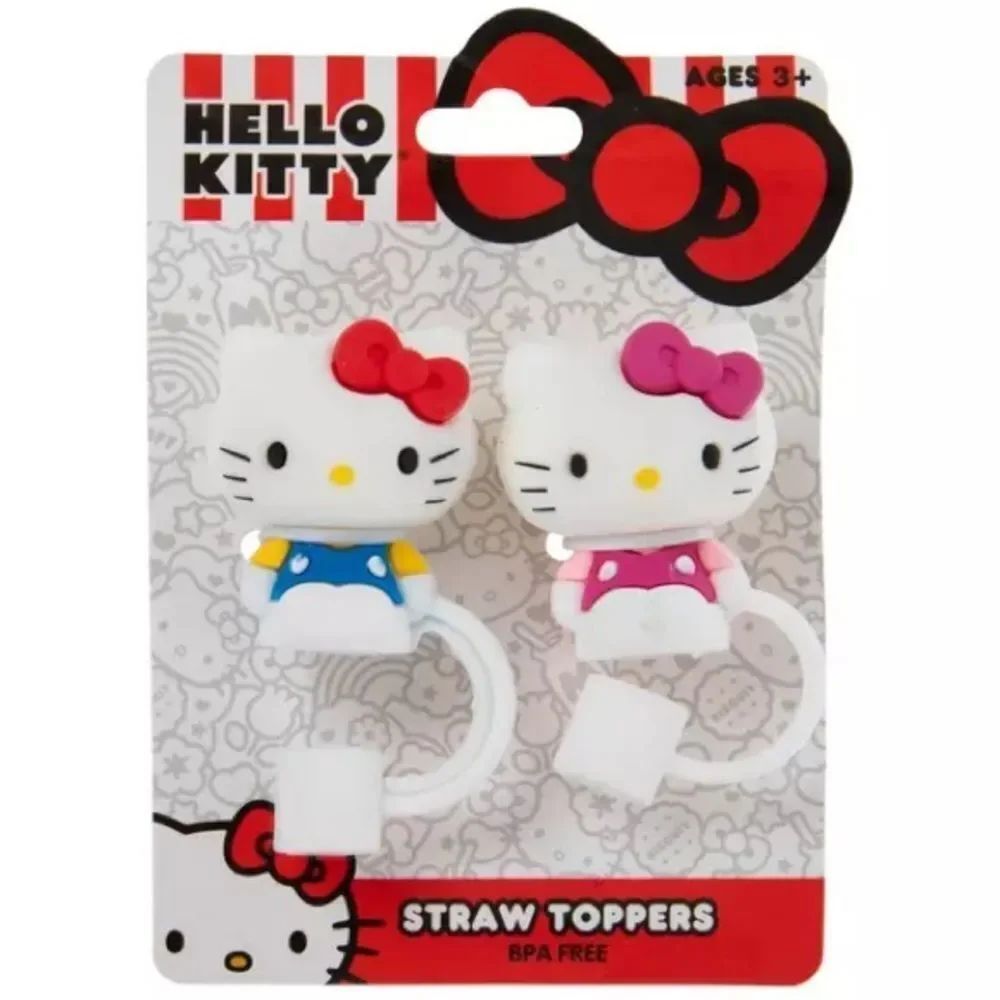 New Hello Kitty Straw Toppers - Pink and Blue